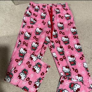 Hello Kitty Pink and Red Pajama Bottoms with Elastic Waistband